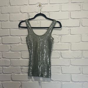 NWOT Express Silver Sequin Tank Top sizeXS